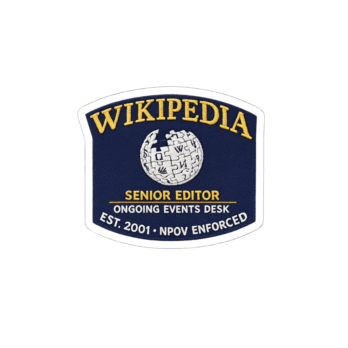WIKIPEDIA ONGOING EVENTS DESK, SENIOR EDITOR — Sticker