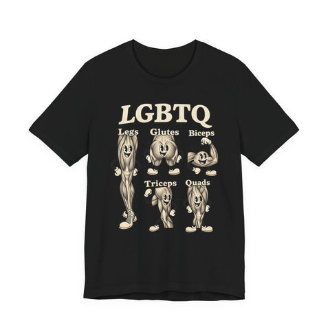 LGBTQ Workout Routine T-Shirt — Gym Acronym Fitness Leg Day Parody