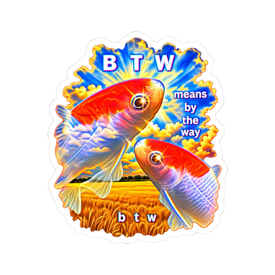 by the way fish Sticker — Funny Surreal Meme