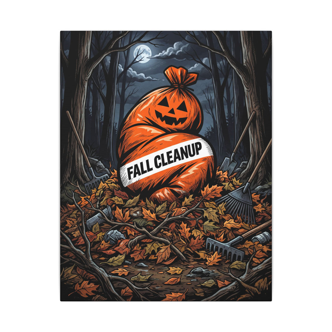 Festive Yard Waste Canvas — Spooky Season Opens Autumn True Crime Dark