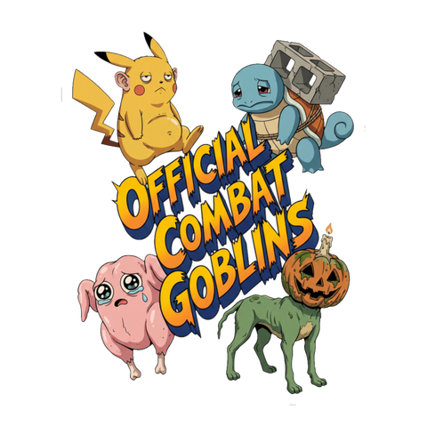 Sad off-model Pokemon: a jowly Pikachu, a cinderblock Squirtle and two cursed creatures, on a sticker — White