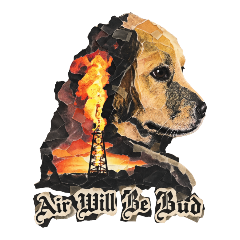 Air Will Be Bud Sticker — There Blood Movie Parody Golden Retriever — White