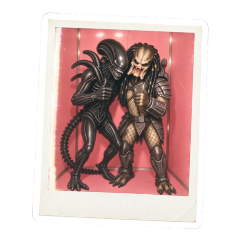 Apex Besties Sticker — Funny Alien vs Predator — White