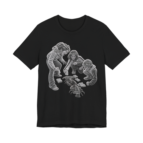 Backyard Proxy War T-Shirt — Defense Contractors Lobster Fight Meme — Black