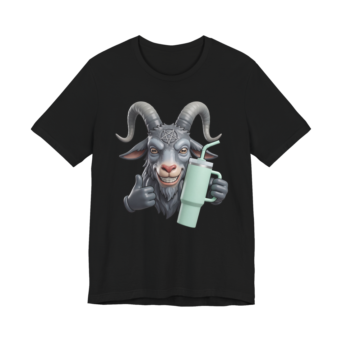 Basic Baphomet Shirt — Funny Satanic Tumbler Graphic Tee — Black
