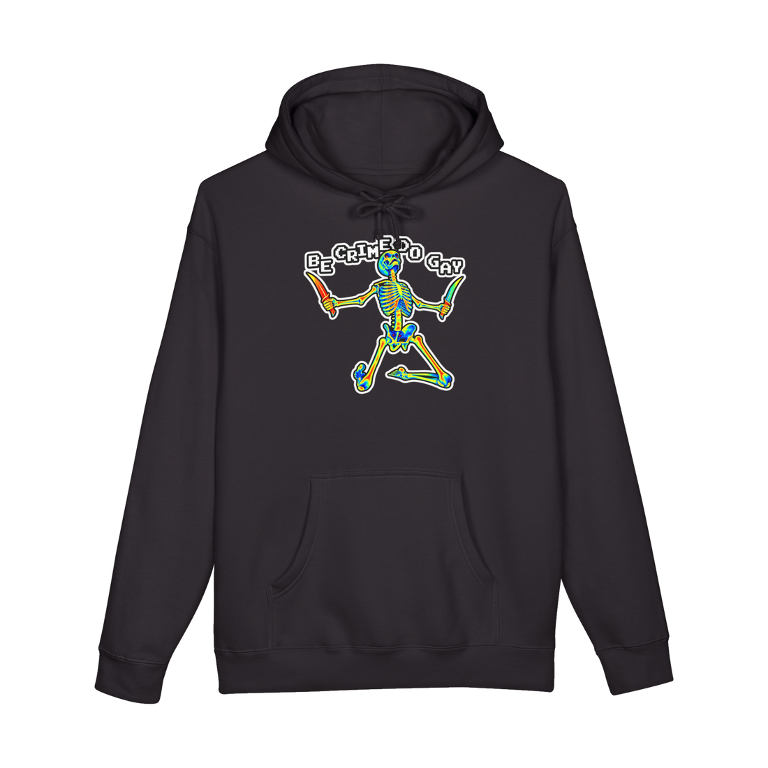 Be Crime Do Gay Thermal Skeleton Hoodie — Vision Daggers Queer Meme — Black