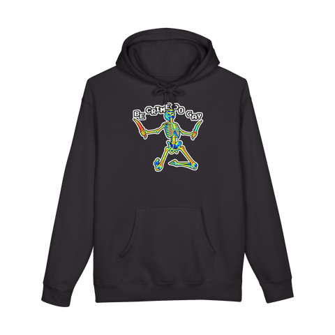 Be Crime Do Gay Thermal Skeleton Hoodie — Vision Daggers Queer Meme — Black