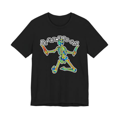 Be Crime Do Gay Thermal Skeleton T-Shirt — Vision Daggers Queer Meme — Black