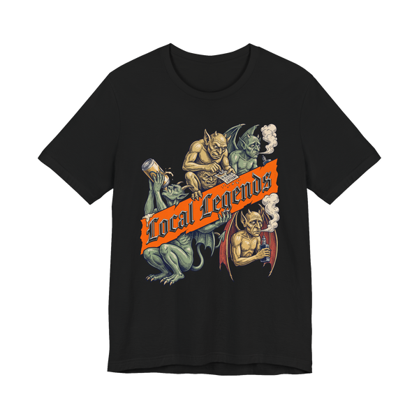 Bestiary of 3 AM Degeneracy — Funny Gargoyle Woodcut Shirt — Black