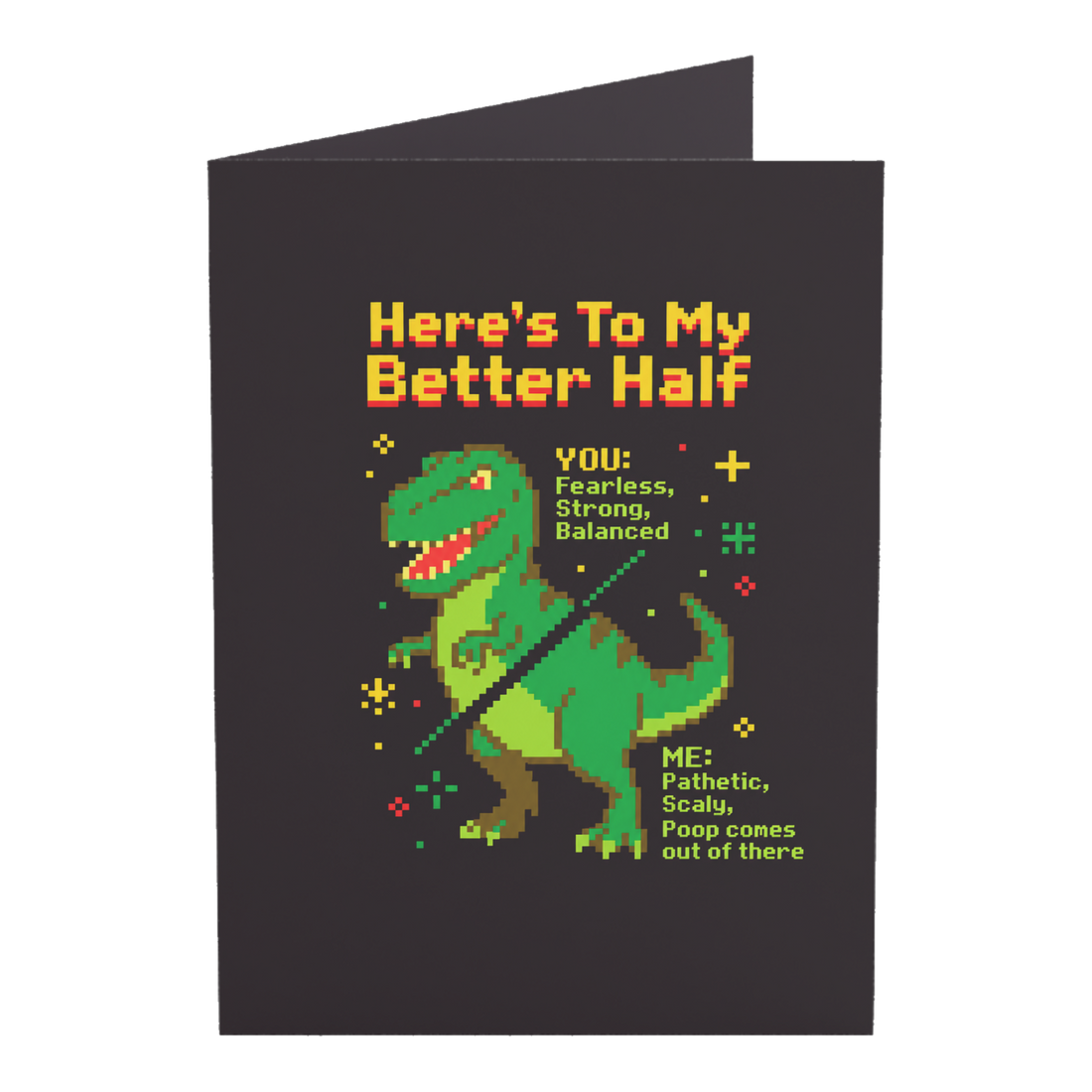 Better Half Dinosaur Diagram Funny Love Greeting Card — 3.5" x 4.9" (Vertical) / Coated (both sides) / 1 pc