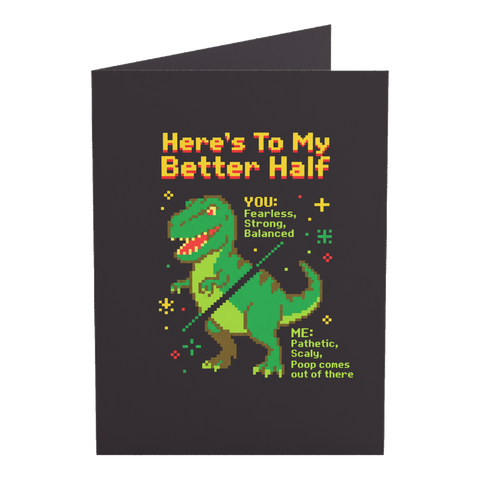 Better Half Dinosaur Diagram Funny Love Greeting Card — 3.5" x 4.9" (Vertical) / Coated (both sides) / 1 pc