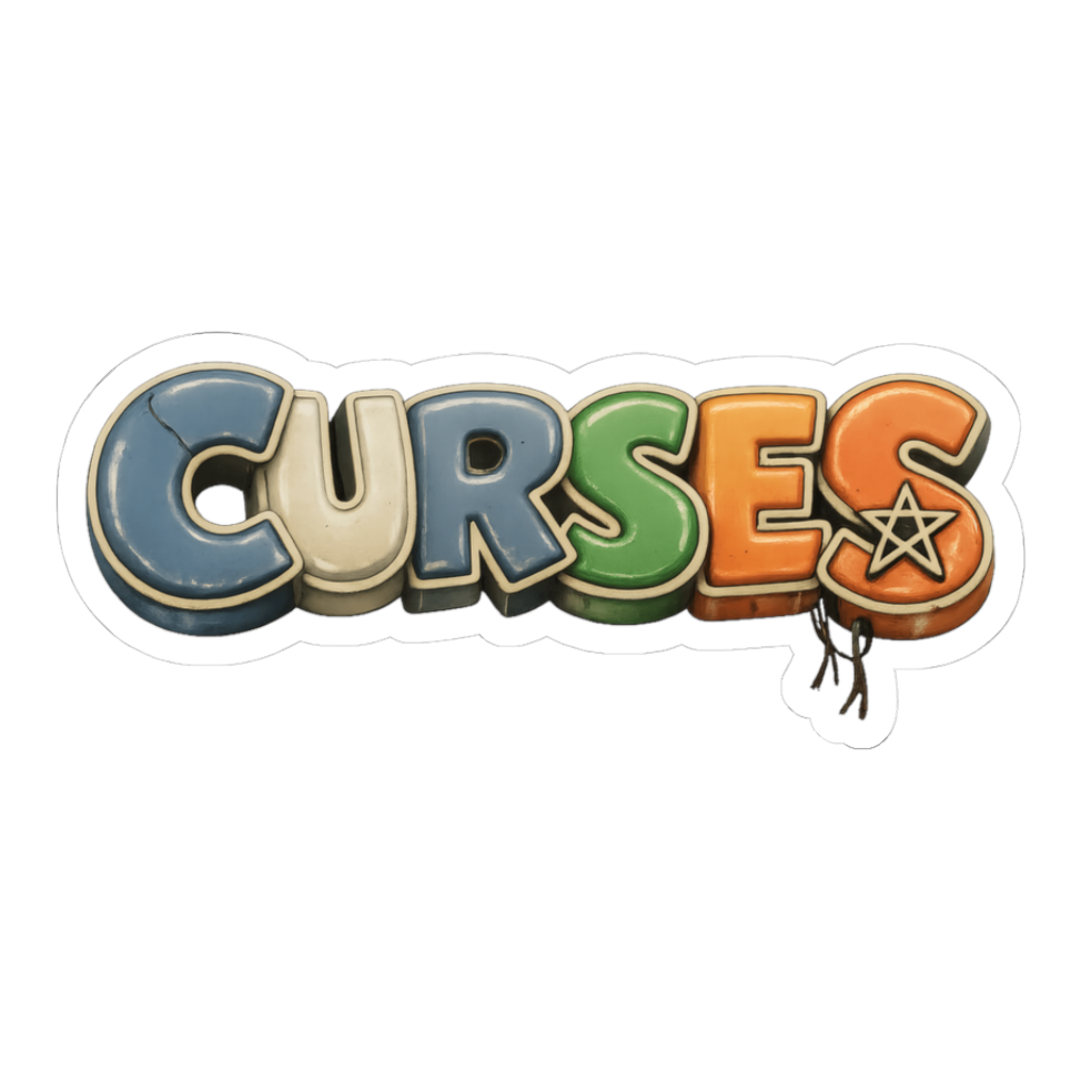 Cheerful Curses Funny Goth Humor Sticker — White
