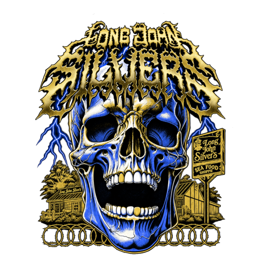 Brutal Sea Food Shoppe Sticker — Funny Long John Silvers — White
