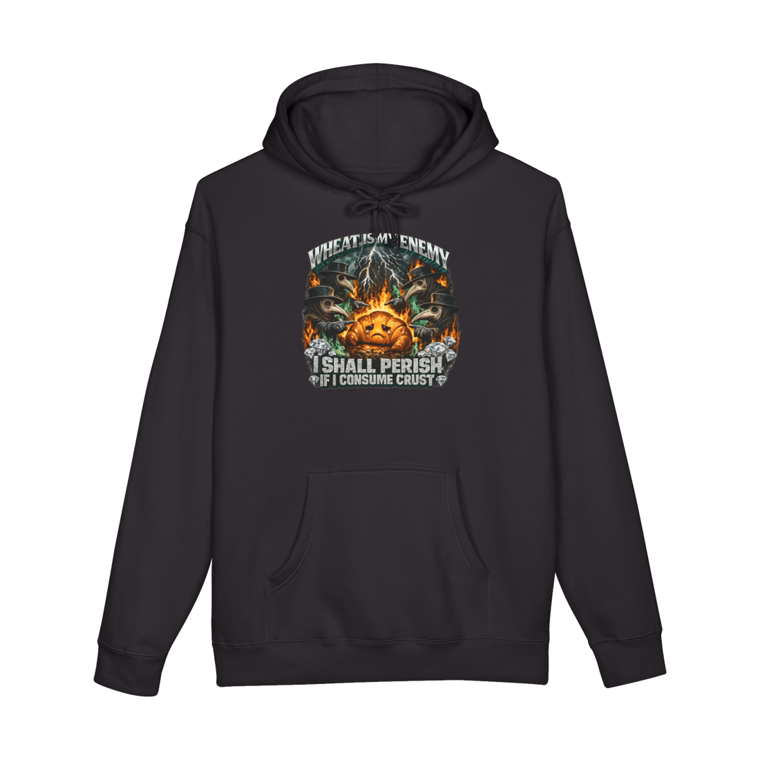 Bubonic Croissant Hoodie — Funny Celiac Disease & IBS Gift — Black