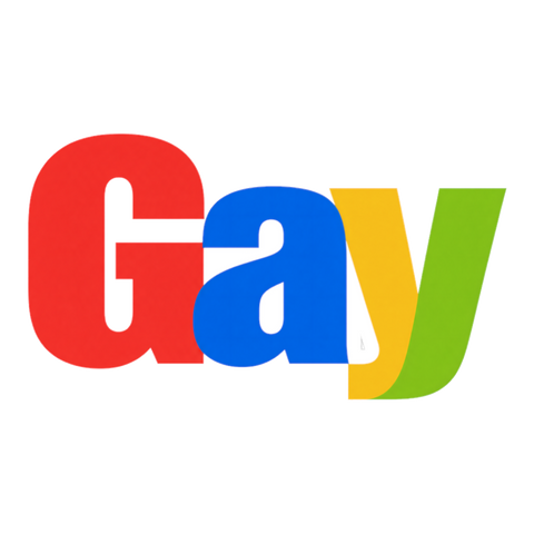 Buy It Now (Gay) Sticker — Funny Ebay Logo Gay — White