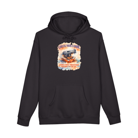 Check Their Candy Hoodie — Halloween Gun in Suburban Panic Facebook — Black