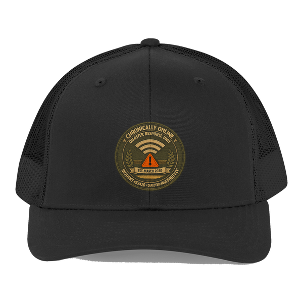 CHRONICALLY ONLINE DISASTER RESPONSE — INCIDENT #69420 — AUTHORIZED PERSONNEL ONLY — Cap — Black