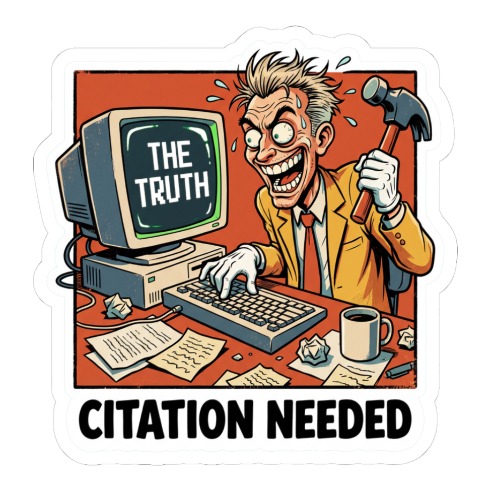 Citation Needed Sticker — Funny Edit War Laptop Decal — White