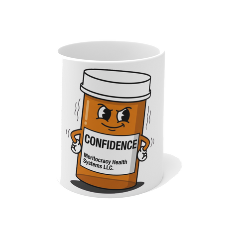 Confidence Rx Fake Prescription Mug — Funny Tech Bro Gift