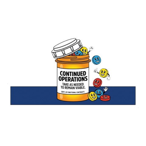Continued Operations Prescription Sticker — Funny Corporate Decal