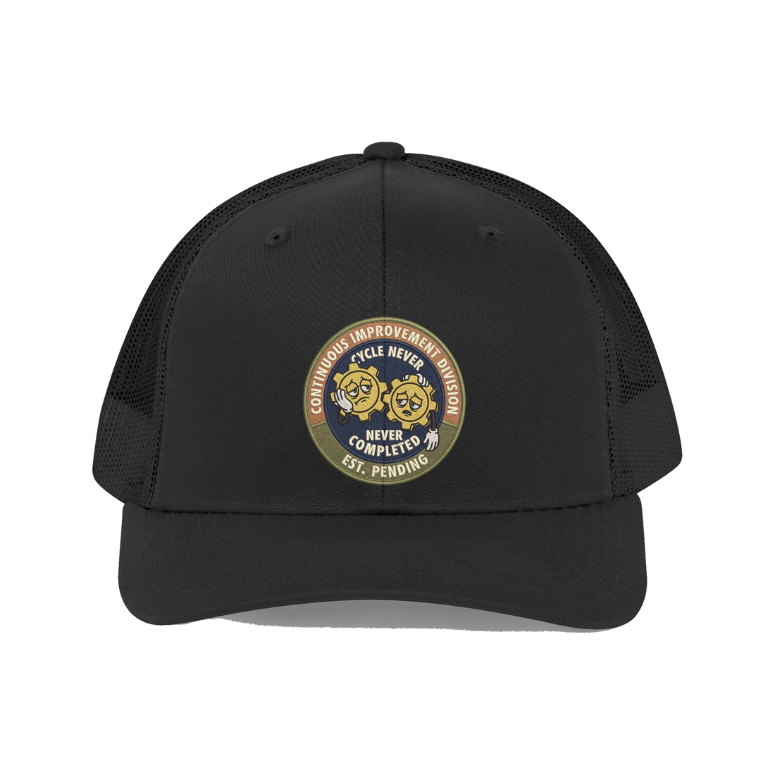 Continuous Improvement Division Hat — Funny Corporate Cap — Black