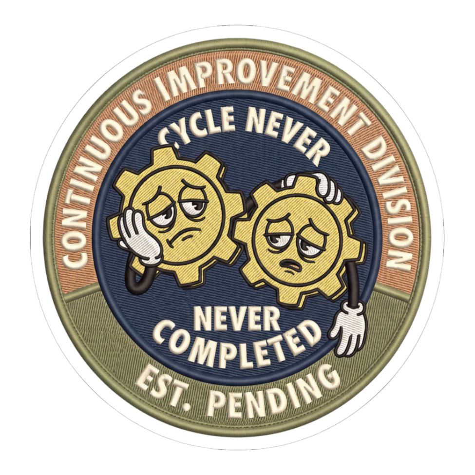 Continuous Improvement Division — Funny Corporate Sticker — White
