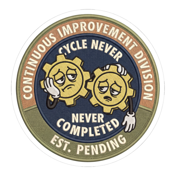 Continuous Improvement Division — Funny Corporate Sticker — White