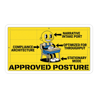 Correct Seating Posture For Re-Education — Funny Dystopian Sticker