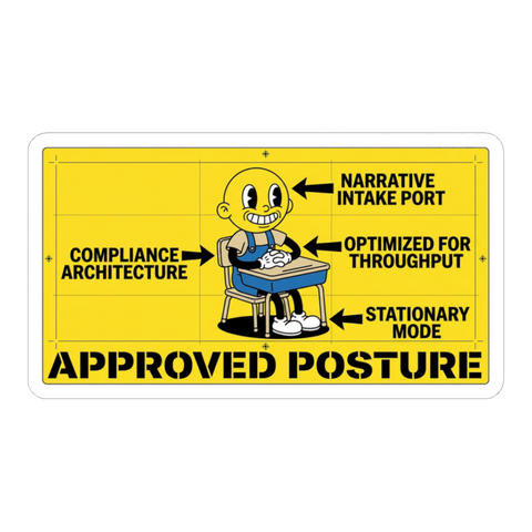 Correct Seating Posture For Re-Education — Funny Dystopian Sticker