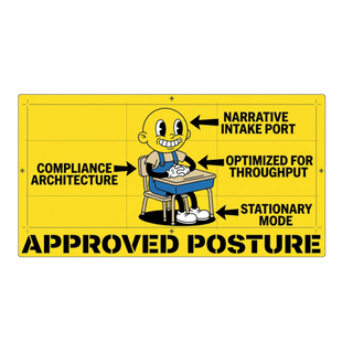 Correct Seating Posture For Re-Education — Funny Dystopian Sticker