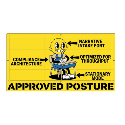 Correct Seating Posture For Re-Education — Funny Dystopian Sticker