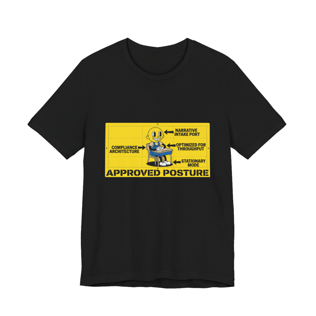 Correct Seating Posture For Re-Education Funny Dystopian T-Shirt