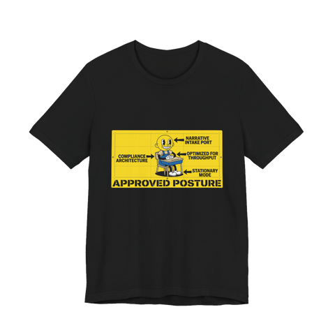 Correct Seating Posture For Re-Education Funny Dystopian T-Shirt