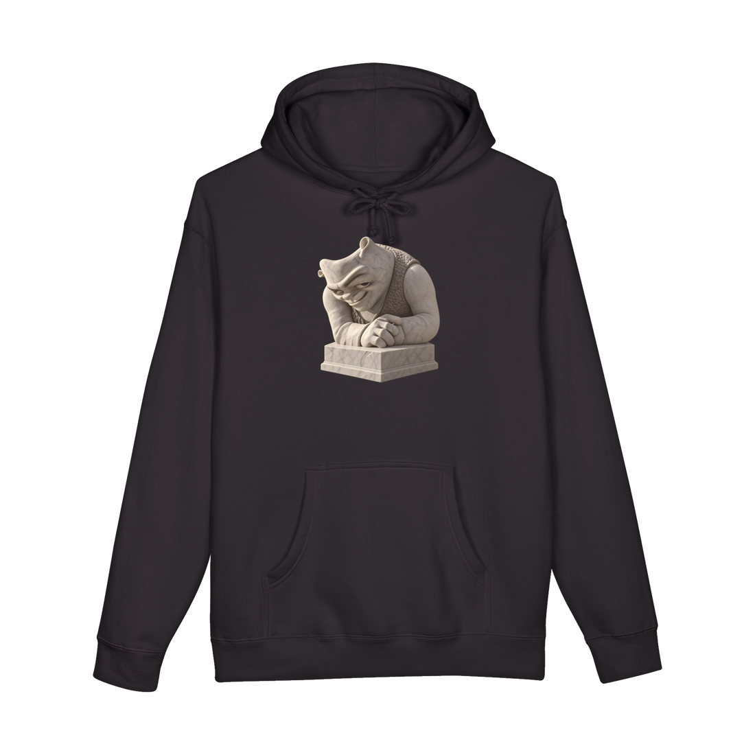 Cursed Swamp Gargoyle Hoodie — Shrek Sculpture Image Internet Culture — Black