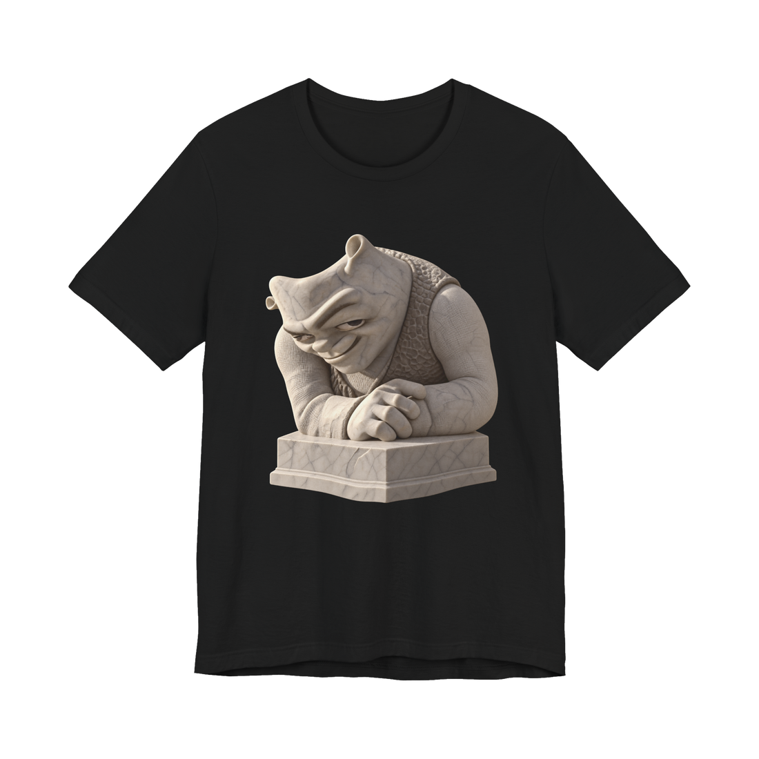 Cursed Swamp Gargoyle T-Shirt — Shrek Sculpture Image Internet Culture — Black