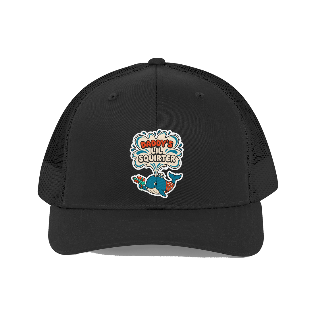 Daddy's Lil Squirter Hat — Funny Whale Pun Cap — Black