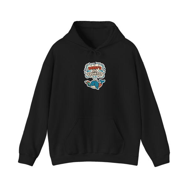 Daddy's Lil Squirter — Inappropriate Whale Hoodie — Black