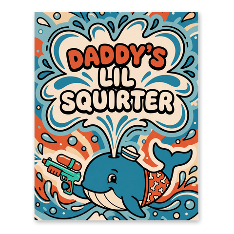 Daddy's Lil Squirter Funny Whale Poster - Cursed Wall Art