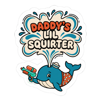 Lil Squirter Whale Sticker — Funny Spouting Whale Pun