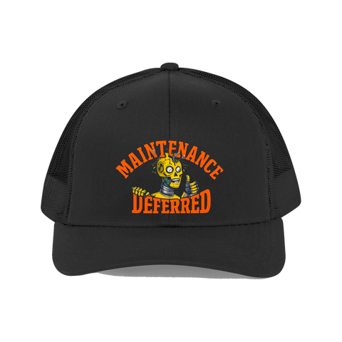 Deferred Maintenance Hat — Funny Crash Test Dummy Cap — Black