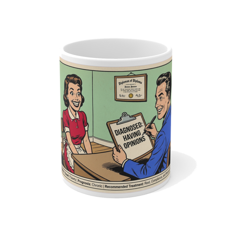 Diagnosed: Having Opinions — Funny Feminist Coffee Mug