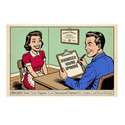Diagnosed: Having Opinions Sticker — Funny Feminist Decal