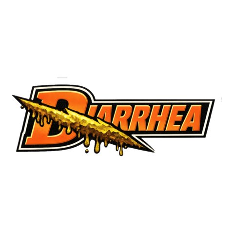 A funny Diarrhea Thirst Quencher sports drink logo parody sticker for marathon runners.