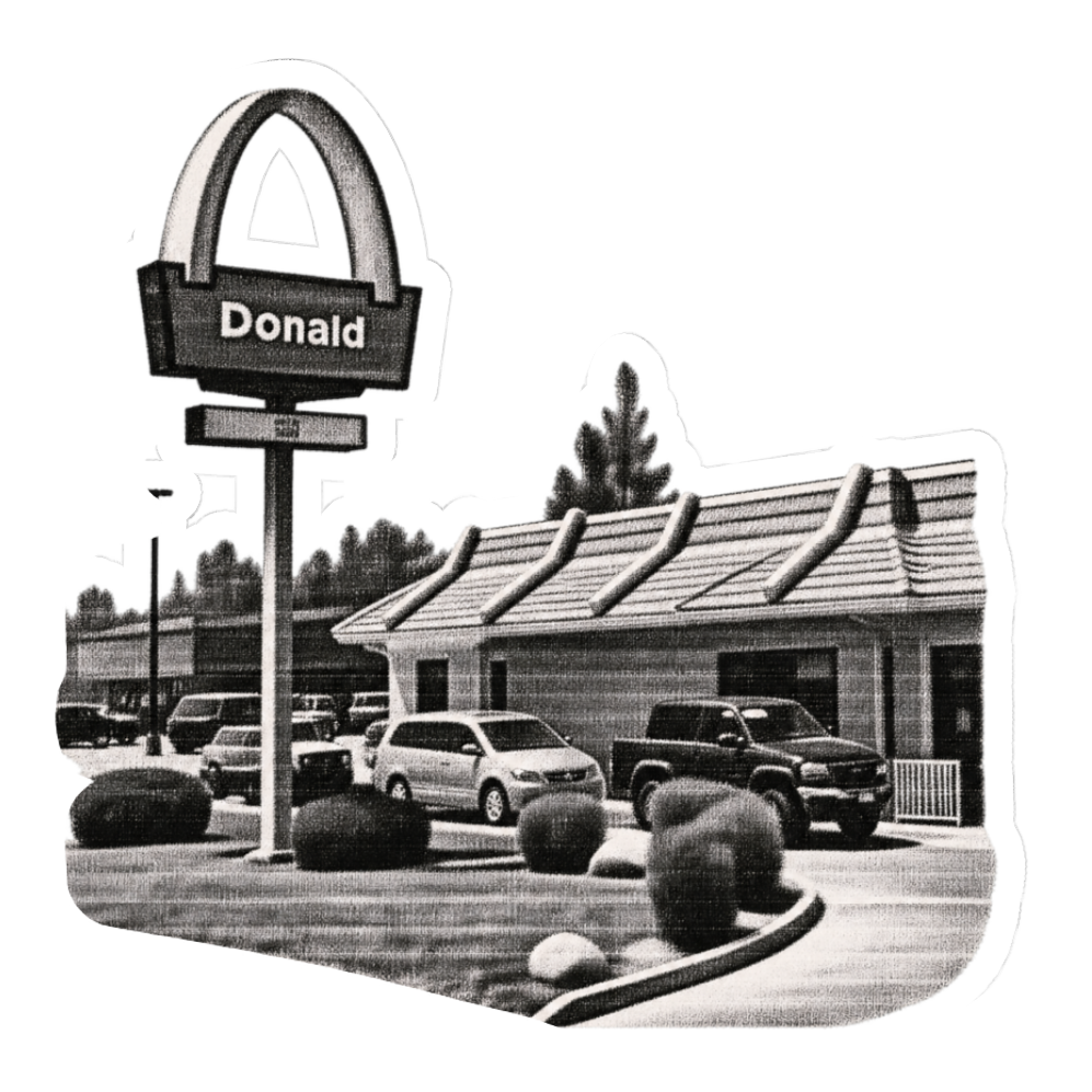 Donald Sticker — Funny Single Arch Sign — White