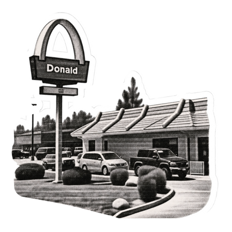 Donald Sticker — Funny Single Arch Sign — White