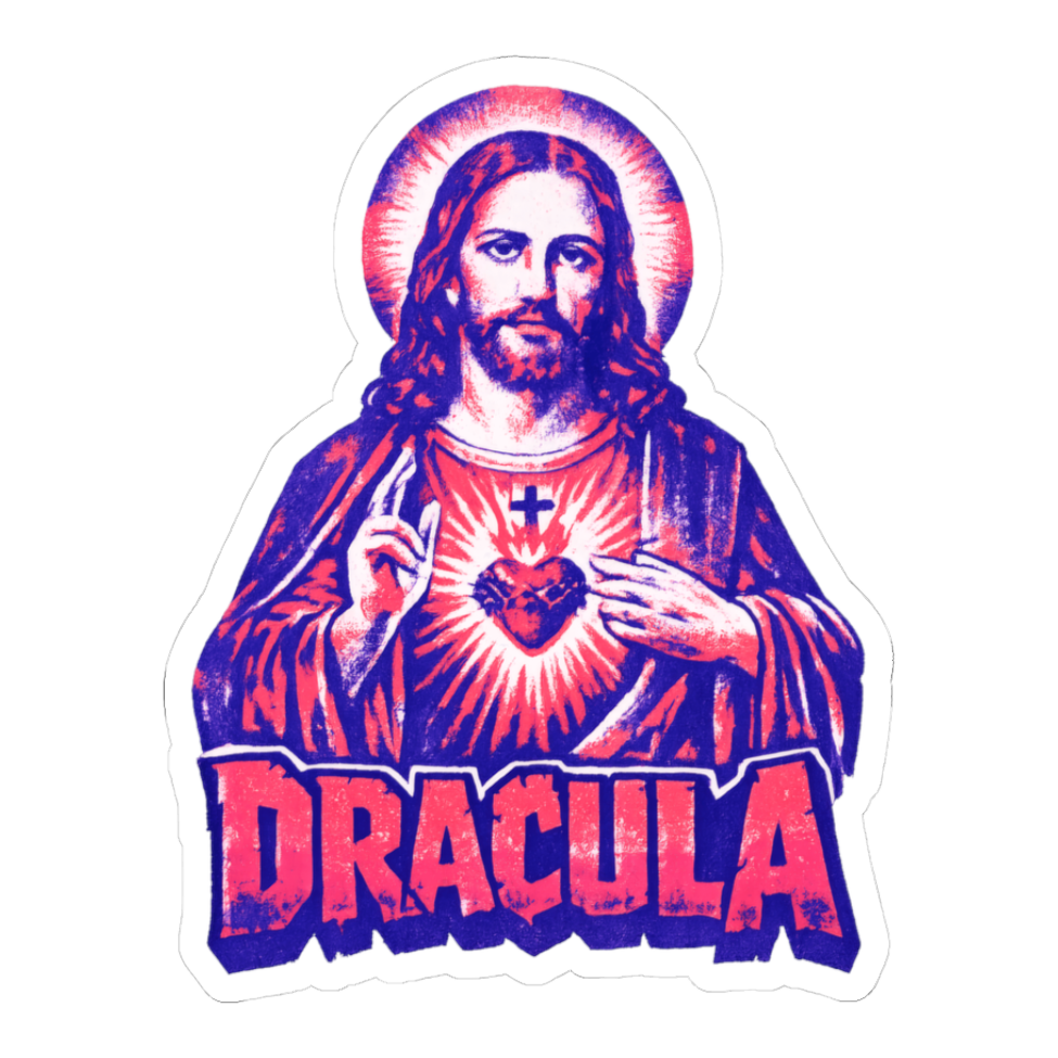 Dracula 33 AD Sticker — Jesus Halloween Vampire — White