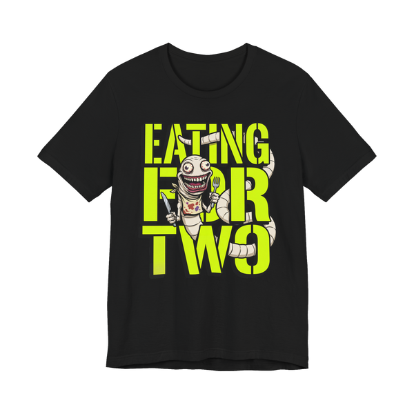 Eating For Two Tapeworm — Funny Fake Maternity Shirt — Black
