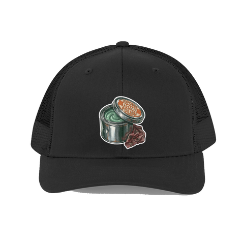A dad hat featuring an industrial vintage logo reading Exposed Bone Polish