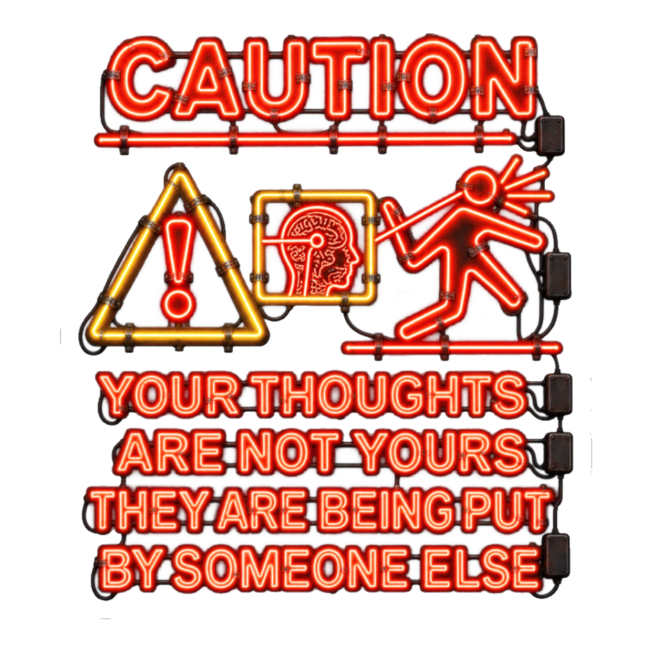 External Thought Insertion Alert Sticker — Funny Mind Control — White