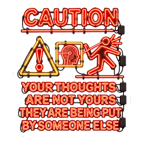 External Thought Insertion Alert Sticker — Funny Mind Control — White